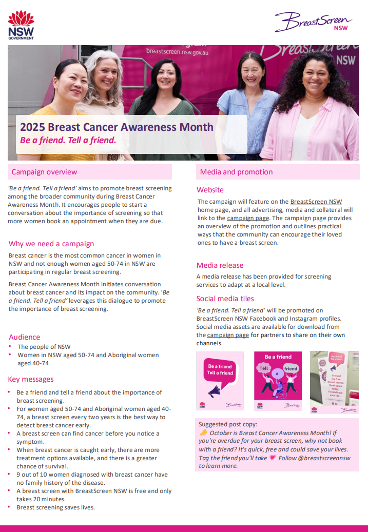 Stakeholder toolkit promoting breast cancer awareness month